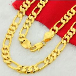 Men's Italian 10mm 14k Yellow Gold Fill 24 Figaro Link Chain Necklace255o