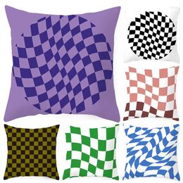 Pillow 40/45/50/60cm Chess Board Plaids Print S Case Bright Multicolors Geometric Floral Sofa Bed Pillowcase