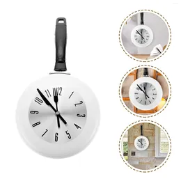 Wall Clocks Tableware Pan Clock Office Country Decor Quartz Movement Stainless Steel Hanging Adorn