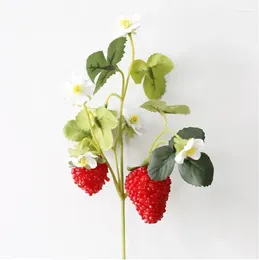 Decorative Flowers The Artificial Flower Strawberry Mulberry With 2 Big Red Fruits Decoration Was Used To Simulate Fruit DIY Materials BP057