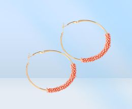 SHUANGR Rice Bead Temperament Ear Buckle Ear Clip Hoop Alloy Round Big Circle Geometric Earrings High quality Big Earrings155508906664527