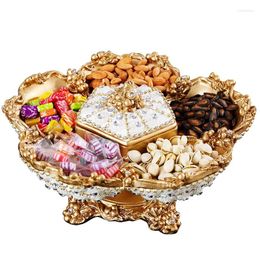 Plates Top Grade Creative European-style Dried Fruit Plate With Cover Living Room Home Table Decoration Diamond-studded