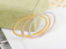 2022 Top Brand Pure 925 Sterling Silver Jewellery Luxury Brand Rose Gold Beads Bangle Wedding Jewellery Around Classic Bangle4466928