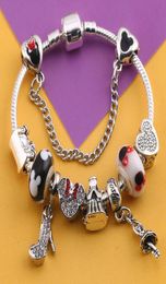 WholeEuropean charm Bead Bracelet for P Style GreenYellow glass beads Ladychild Bangle Jewelry2194507