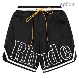 Designer Shorts Rhude Men's Capsule Summer Beach Pants Mesh Material Breathable Sweat Loose Fitness Basketball Mens Short Black 1BW9 7UGC