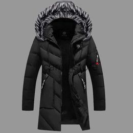 Men's Jackets Men's Thick Fleece Winter Jacket Fashion Fur Hooded Warm Cooton Parka Male Solid Cotton Outwear Coats Windbreaker Plus Size 6XL J231225