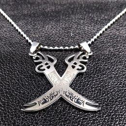 Retro Imam Ali Sword Muslim Islam Knife Necklace Jewellery Stainless Steel Arabic Pendant Necklaces For Men Women jewlery N403S02 Y0248n