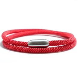 Simple Multilayer Red String Bracelet Charms Stainless Steel Magnetic Rope Braclet For Women Men Wristband Jewellery Pulseira Charm 298S