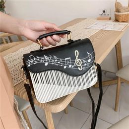Bags Embroidered Piano Keys Square Tote Bag 2021 New High Quality Pu Leather Women's Designer Handbag Small Shoulder Messenger Bag