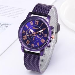 SHSHD Brand Geneva Mens Watch Contracted Double Layer Quartz Watches Plastic Mesh Belt Wristwatches Colourful Choice Gift2611