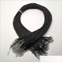 Chains Black 2Mm Wax Rope Lobster Clasp Chains Necklace Lanyard Jewellery Pendant Cords 100PcsLot Making Acc Drop Delivery Necklace6062747