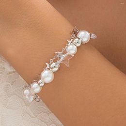 Strand Retro Star Imitation Pearl Bracelet For Women 2024 Multi Layered Creative Sweet Bridal Wedding Dress Girl Fashion Beaded Jewellery