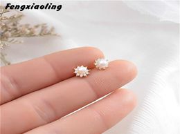 100 925 Sterling Silver Flowers Earrings Exquisite Sun Flower Shell Beads Stud For Women Fashion Jewellery 2202114937485