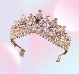 Hair Clips Barrettes Pink Crystal Tiaras And Crown Bridal Wedding Accessories Simple Headpieces Headbands For Women Girls Party 5829726