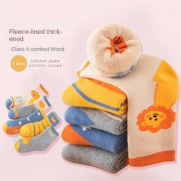 Children's Socks Thickened Warm Terry Socks Cartoon Mid-cut Winter Cotton Socks Student Baby Socks 231225