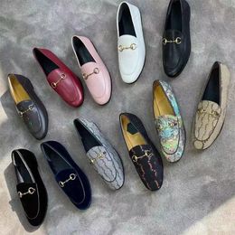 Men's and Women's Formal Shoes Loafers Mules Women's Flat Casual Shoes Genuine Cowhide Buckle Women's Leather Trample 100% Large Size 34-46