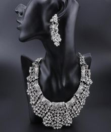 Fashion Crystal Statement Necklace Earrings Sets Silver Plated Wedding Costume Jewelry Sets for Brides Women039s Gifts34359027454716