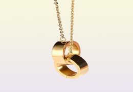 Chains Stainless Steel Double Circle Charm Necklaces Creative Classic Ladies Jewellery Necklace Give Her Gifts5819687