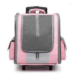 Cat Carriers Portable Pet Trolley Bag Backpack Outdoor Travel Walking Breathable Dog Supplies Large Capacity Accessories