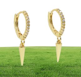 2019 Korean Style gold filled dangle cone stud earrings for girls women simple cute studs Jewellery pave tiny cz punk boys brincos7217157