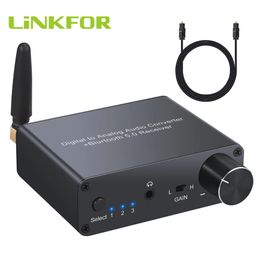 Connectors Linkfor 192khz Digital to Analogue Converter with Headphone Amplifier Bluetoothcompatible Dac Optical Coaxial to Rca 3.5mm Audio