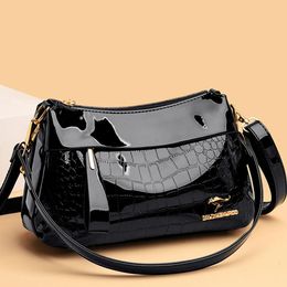 Bags 3 Layers Women Handbag Purses Designer Patent Leather Shoulder Messenger Bags for Female Vintage Crocodile Summer Sac