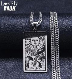 Pendant Necklaces Tarot THE SUN Stainless Steel Wicca Necklace Chain Women Sliver Colour Statement Jewellery Collares Para Mujer NXH31469232