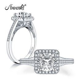 AINUOSHI Trendy 925 Sterling Silver 1 25 CT Round Cut Halo Ring Engagement Simulated Diamond Wedding Silver Square Rings Jewellery Y2143