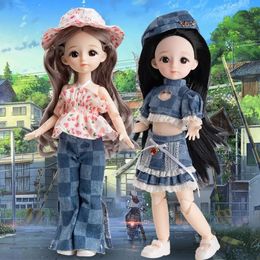 30cm BJD mini doll dress up with clothes 3D eyes 1/6 BJD doll detachable connector 1/6 BJD detachable connector doll children's toy 231225