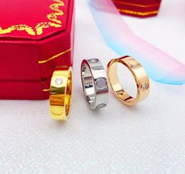 New fashion Stainless Steel Jewellery 6MM and 4MM Love rings for woman man lover rings gift 18K Goldcolor rose gold plated with box5918279