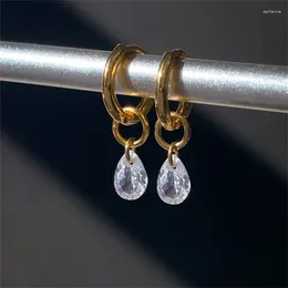 Hoop Earrings Fashion Clear Zircon Water Drop Earring For Women Girls Party Wedding Jewellery Gift E2183