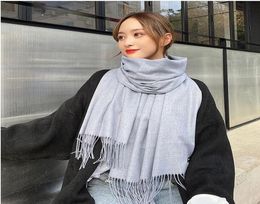 Manufacturers direct autumn and winter pure color bright red scarf warm thick imitation cashmere scarf men and women China red cus7058283