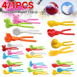 1 4Pcs Snowball Maker Clip For Kids Adult Heart Snowflake Duck Shape Tongs for Outdoor Sand Snow Ball Mould Toys Sports 231225
