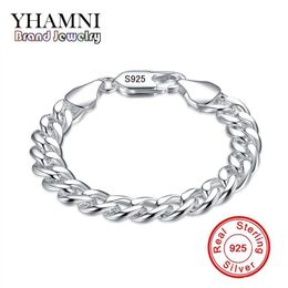 YHAMNI Brand Fine Jewelry 100% 925 Sterling Silver Bangles Bracelet For Men Classic Charm Bracelet S925 Stamped Men's Bracele235u