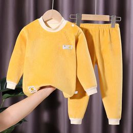 Baby Warm underwear set kids clothing Sets Toddler Outfits Boy Tracksuit Cute winter Hoodies And Pants 2pcs Sport Suit Fashion Girls Clothes 03m1#