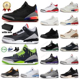 Fashion Basketball Shoes Jumpman 3s Men Women 3 J Balvin Rio Fire Red UNC Pine Green Black Cement Doernbecher Hugo Jodas Designer Trainers Sneakers With box Big Size 13