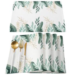 Green Tropical Plants Leaves Placemat Wedding Party Dining Decor Linen Table Mat Kitchen Accessories Napkin 231225