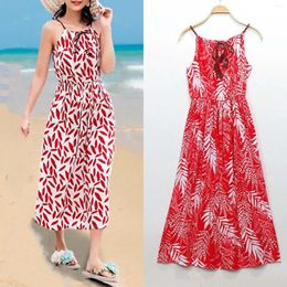 Casual Dresses 2023 National Wind Dress Summer And Autumn Ladies Cotton Silk Belt Suspender Sleeveless Beach