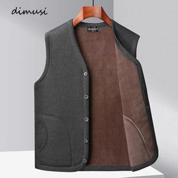 DIMUSI Winter Men's Vests Casual Man Fleece Warm Sleeveless Jackets Fashion V Neck Outwear Thermal Fishing Waistcoats Clothing 231225