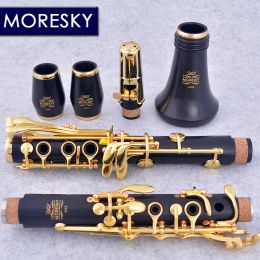 MORESKY Clarinet Bb Wood Ebony Gold-plated 17 Keys Grenadilla Sib Klarnet M62(OEM)