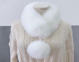 Scarves Winter Pompom Ball Faux Fur Scarf For Women Thick Warm Soft Collar Female Solid Neck Warmer Birthday Gifts7458029