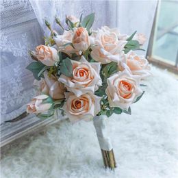 Wedding Flowers 2023 High Quality Real Touch Curled Rose Baby Pink Classic Carnation Bridal Bouquet Ramo Flores Novia