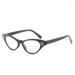 Sunglasses Y2K Cat Eye Clear Lens Glasses Cute Rhinestone Decor Decorative Party Favors Props For Women Girls
