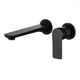 Bathroom Sink Faucets 59# Brass Chrome Plated Single Handle Two Hole Wall Mounted Basin Faucet Cold Mixer Tap Matte Black