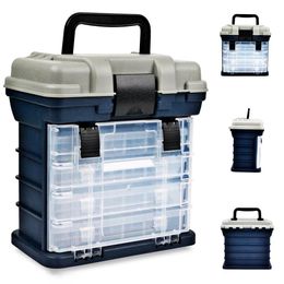 Tackle 27*17*26cm Portable 4 Layers Big Fishing Tackle Box Plastic Handle Fishing Box Carp Fishing Case Tools Fishing Accessories