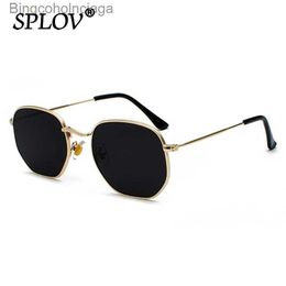 Sunglasses Hexagon Men Women Sunglasses Square Polygon Sun Glasses Brand Designer Retro Shades Metal Frame Eyewear TOP UV400 de sol hombreL231225