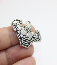 15pcslot Weight Lifting Charm Funny Strong Muscle Men Bodybuilding Weightlifting Pendants For DIY Jewellery Making pj27318113786