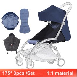 3pcs set 175 Canopy Cover Seat Cushion Adjustable Stroller Accessories For Yoya Babythrone YOYO Pram Sunshade Mattress 231225