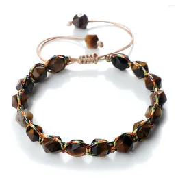 Strand Vintage Cut Surface Beads Bracelet Natural Tiger Eye Stone Agate Crystal Amethyst Women Bracelets Men Yoga Balance Jewelry Gift