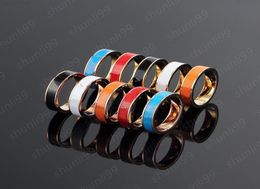 High Quality Designers Ring Fashion Men Women Multicolor Enamel Ring Stainless Steel Band Rings VShaped Jewelry2119027